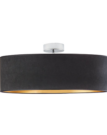 Duża lampa sufitowa do salonu z czarnym abażurem WENECJA VELUR fi - 60 cm, LYSNE