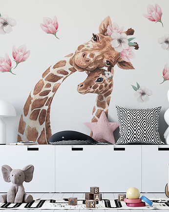 Żyrafa z mamą naklejka na ścianę, OSOBY - Prezent dla emeryta