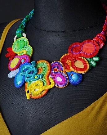 Kolorowy Bajkowiec - naszyjnik Soutache, Mró Soutache