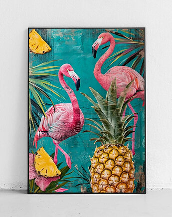 Plakat Flamingi i tropikalne smaki, Harvest Maison