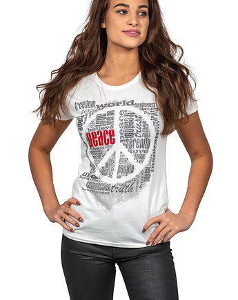 T-shirt damski UNDERWORLD Peace biały, UNDERWORLD