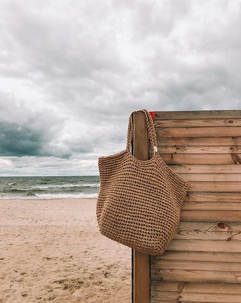 Torba kosz ze sznurka jutowego beżowa, knots