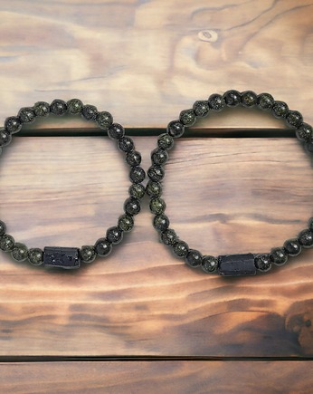 KOMPLET dla PARY : jaspis & turmalin : ochronne bransoletki, kaktusia