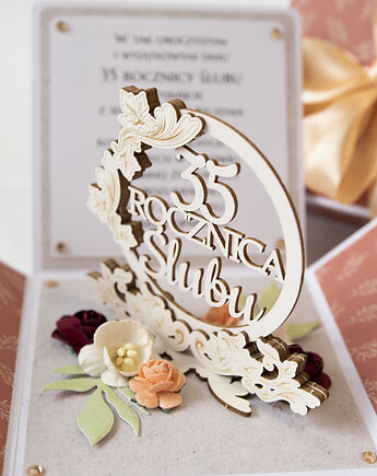 35 rocznica ślubu, koralowe gody, exploding box, kartka 3d, Papiernik