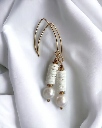 LIMITOWANE kolczyki: kolekcja summer white : PERŁY & MUSZLA II, kaktusia