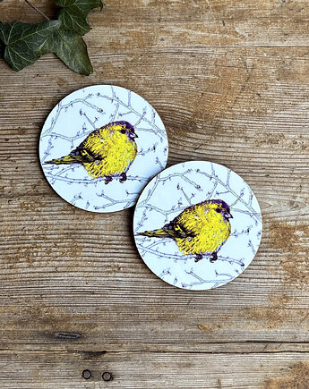 Podkładki pod kubek- Czyżyk- Ptaki- Ilustracja, BOSKE