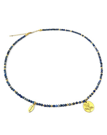 Naszyjnik GRUDZIEŃ lapis lazuli, ostrokrzew, Bionty