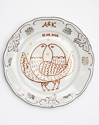 Personalizowany talerz ślubny - Gołąbki, EMPE artstudio
