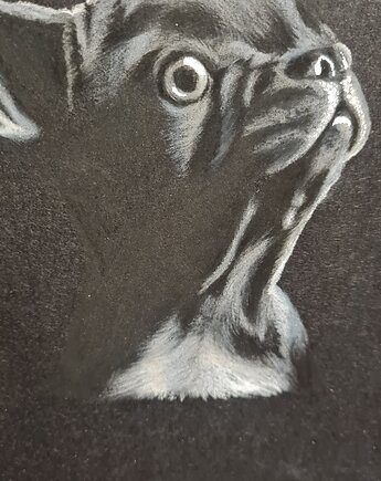 Obrazek Tajemniczy Buldożek ręcznie rysowany, Burgundowe Rysunki