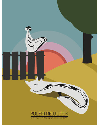 Plakat Fine Art giclee Lis i kogut. Polski New Look, ma illustories
