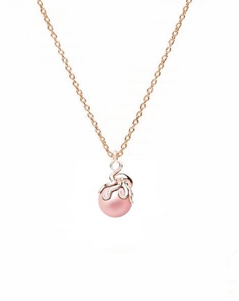 Ośmiornica z różową perłą- naszyjnik srebro, złoto, różowe złoto, ISSI Jewelry