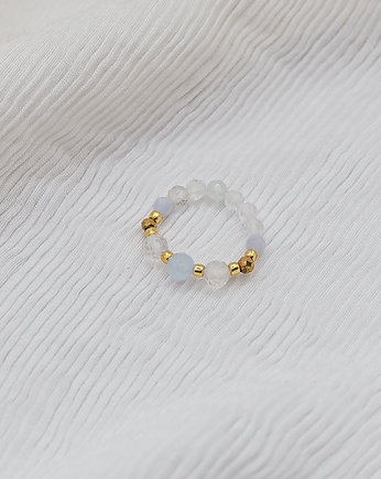 Pierścionek Bliźnięta Akwamaryn Topaz Kryształ, w hand works