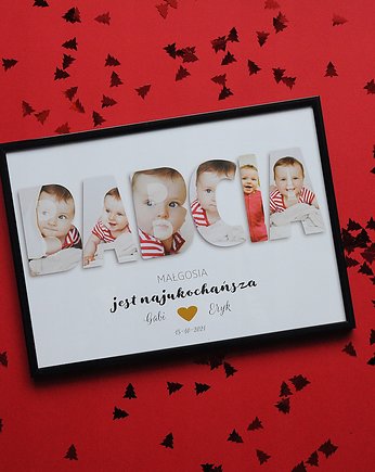Plakat kolaż dla babci, na dzień babci, personalizacja, Sowia Aleja