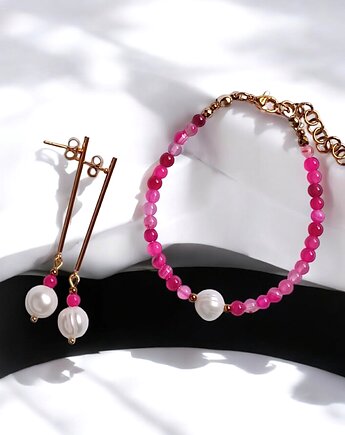 RAZEM TANIEJ! bransoletka & kolczyki : fuchsia & pearl collection, kaktusia