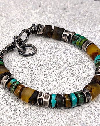 Bursztyny i turkusy - bransoleta męska, Zofia Gladysz