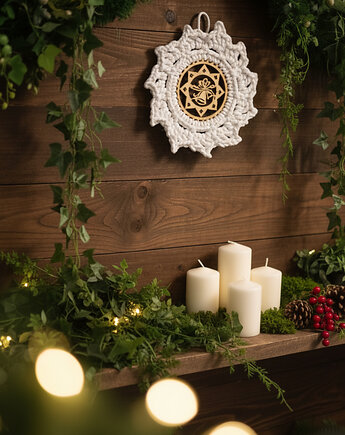 Makrama dekoracja świąteczna zawieszka wianek, Barwny Zakątek