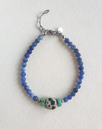 Bransoletka ROOTS sodalit, turkus, jaspis dalmatyński, modesign