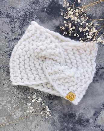 WOOLY Wełniana opaska turban złamana biel, sploteka