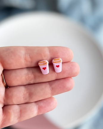 Kolczyki sztyfty kubki kawy, Wypieczone