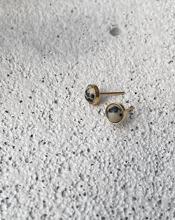 Kolczyki pozłacane jaspis dalmatyński, Fiorette stone&silver
