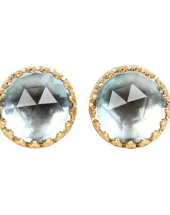 Kolczyki złote sztyfty Mignon z niebieskimi topazami, Blooming Stones