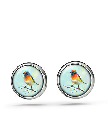 Kolczyki mini - Kolorowy ptak - sztyfty, yenoo