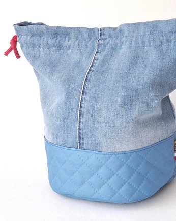 Kosmetyczka worek duży " kwiatki i jeans ", tacy duzi