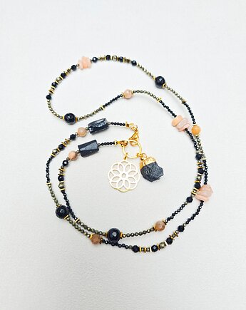 Długi Naszyjnik Boho z Czarnym Turmalinem, ILEA