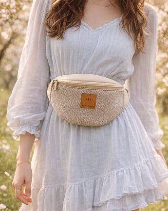 Nerka damska z nubuku i plecionki Beżowa, sabi tatka