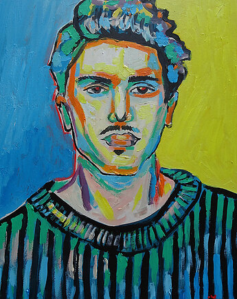 Obraz olejny do salonu Johnny Deep portret fowizm ekspresja, alice oil on canvas