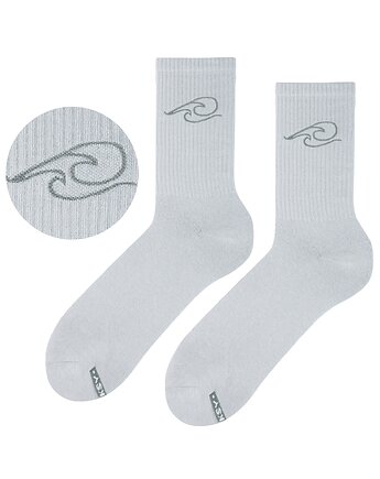 Szare skarpetki długie WAVE SUN bawełniane, surferskie, unisex, sportowe, ZOOKSY