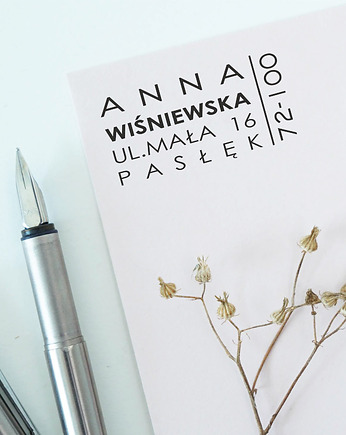 Personalizowany drewniany stempel z adresem - blokowy, MOOD for WOOD