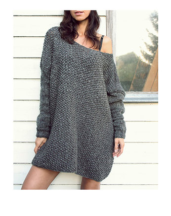 Szary sweter handmade  Oversize, Mademoiselle Patrini
