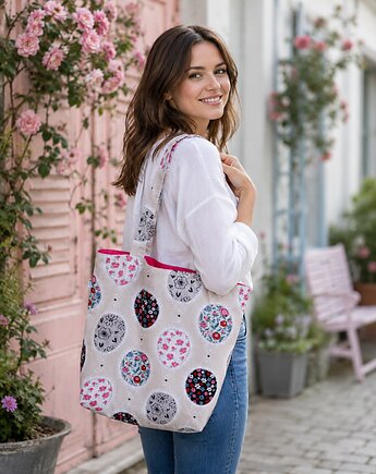 Torba shopper torba na zakupy shopperka torba zakupowa koronki, Uszyciuch