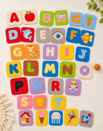 Filcowe Karty Montessori Alfabet Angielski dla Dzieci A-Z, Panfilka