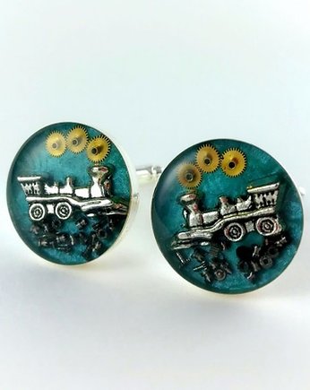 Spinki handmade - Steam Choo-Choo II 3D, DROBINY CZASU