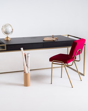 Designerskie nowoczesne biurko K16 BLACK czarne złote  - 160 cm, CustomForm