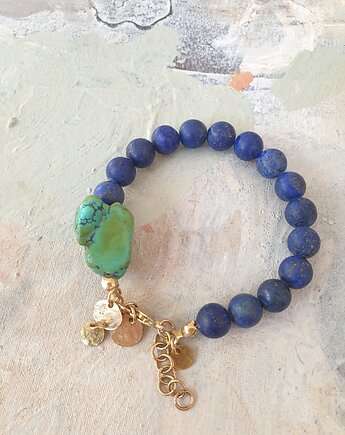 Bransoletka ANTYK HEBE lapis lazuli, turkus, mosiądz, modesign