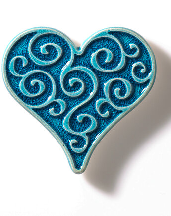 Ceramiczny magnes serce od serca, turkusowy, w pudełku, pracowniazona