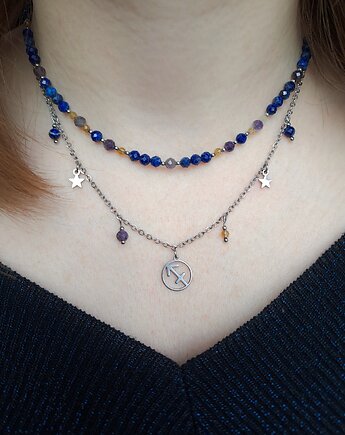 Naszyjnik dla Strzelca z lapis lazuli, ametystem i cytrynem, STAGHORN