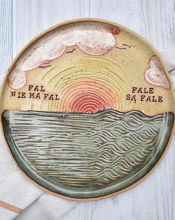 "Fale, są fale", talerz ceramiczny handmade, MONIfaktura