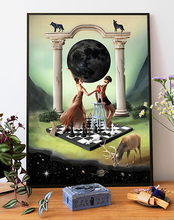 Surrealistyczny Plakat "The Game of Love" Kolaż, Olśnienia