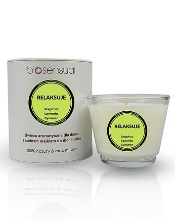 Świeca do masażu i aromaterapii RELAKSUJE 80g, Biosensual