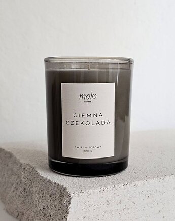 Świeca sojowa zapachowa Ciemna Czekolada 220 g, Malvhome