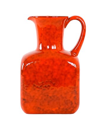 Wazon ceramiczny czerwony, włoski design, lata 60, produkcja: Włochy, Przetwory design