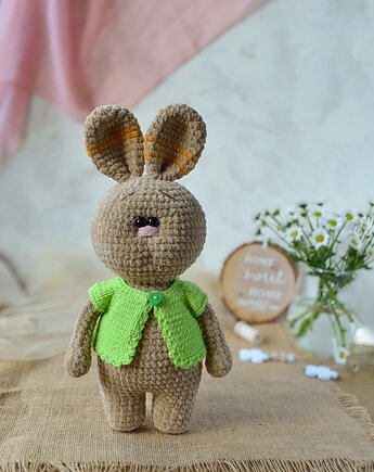 Zajączek w bluzie, Króliczek przytulanka dla dziecka, Prezent na Mikołaja, EcoToysByNastya