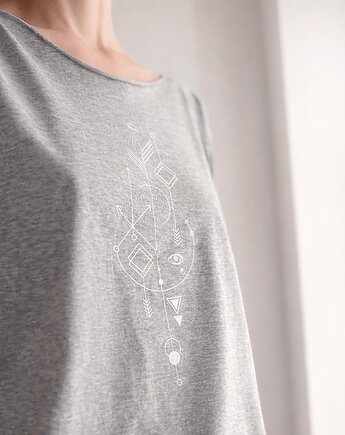 Srebrny alchemic  na średnioszarym melanżu Oversize, ONE MUG A DAY