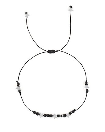 Bransoletka na nici z gwiazdkami - czarny Spinel, Kulka Bransoletki