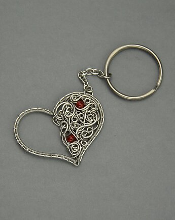 Oryginalny brelok serce, breloczek karneol wire wrapping, Agata Rozanska