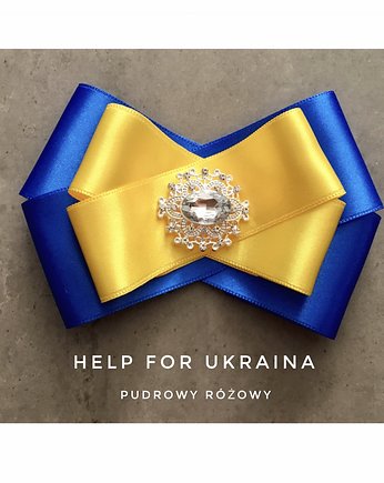 Help for Ukraina Brosza w barwach Ukrainy, Pudrowy Różowy